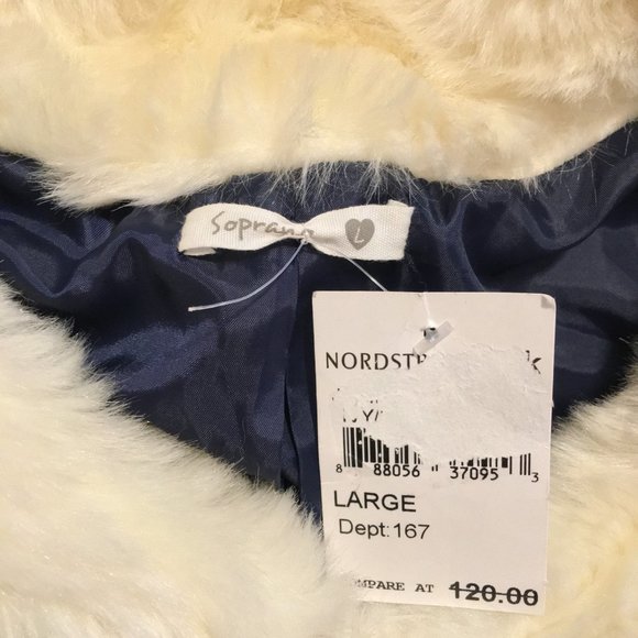 Solitaire Faux Fur Color Block Coat – Large - NWT - Picture 5 of 5